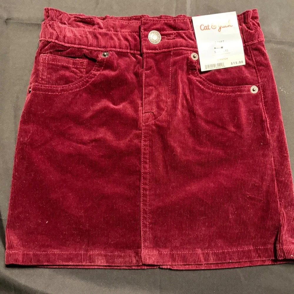 Cat & Jack Girls 6 6X Burgundy Corduroy Skirt Stretch NWT School Fall